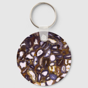 Purple Brown White Agate design Key Ring