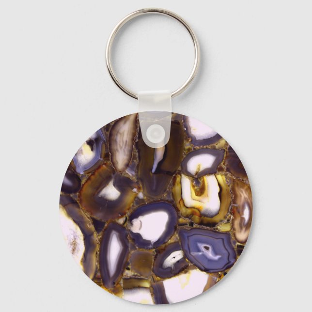 Purple Brown White Agate design Key Ring (Front)