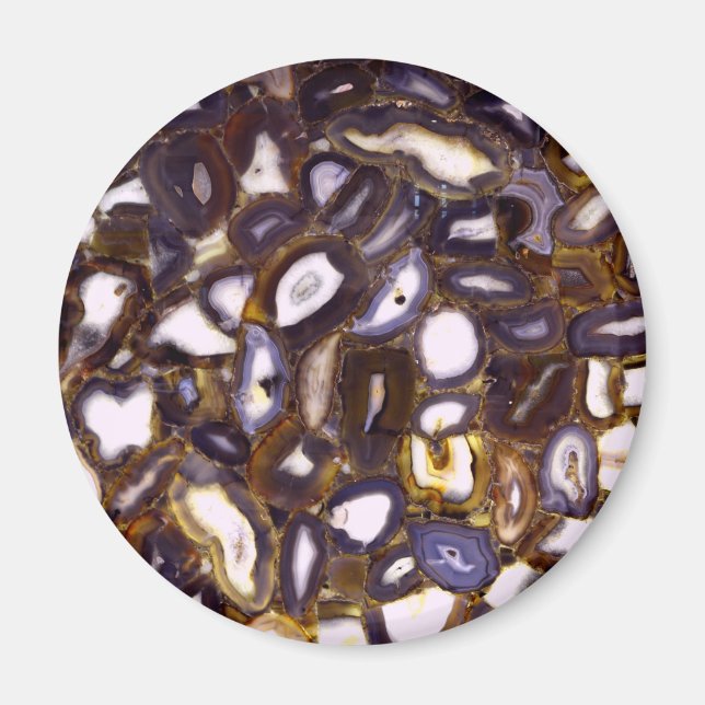 Purple Brown White Agate design Magnet (Front)