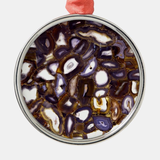 Purple Brown White Agate design Metal Tree Decoration (Front)