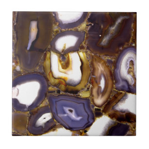 Purple Brown White Agate design Tile