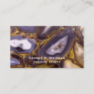 Purple Brown White Agate stone pattern Business Card