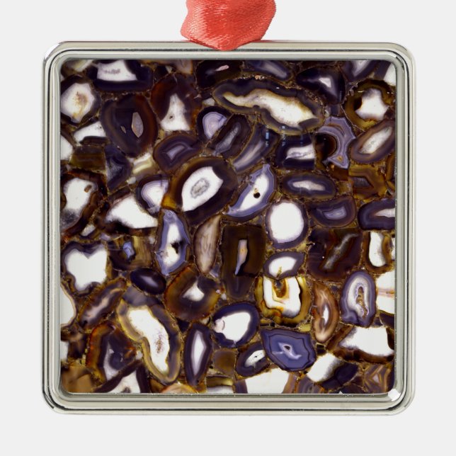Purple Brown White Agate stone pattern  Metal Tree Decoration (Front)