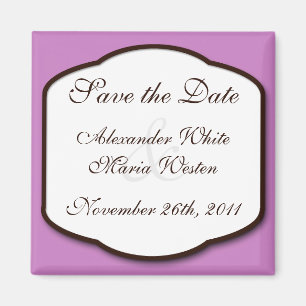 Purple Brown & White Save the Date Magnet