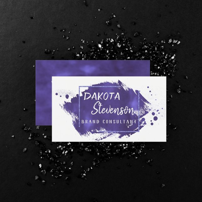 Purple Brush Stroke | Royal Violet Modern Splatter Business Card (Creator Uploaded)