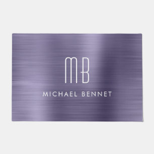 Purple Brushed Metal Monogram  Doormat