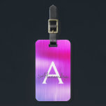 Purple Brushed Metal Monogram Name and Initial Luggage Tag<br><div class="desc">Purple Brushed Metal Foil Monogram Name and Initial Luggage Tag. This bag tag is perfect for Back to School,  Work,  or Travelling.</div>