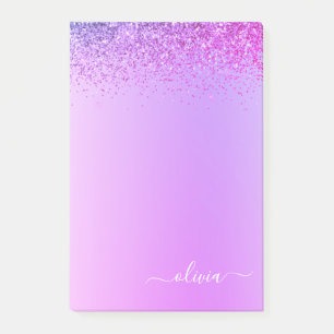 Purple Brushed Metal Monogram Name Luxury Post-it Notes