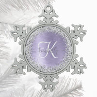 Purple Brushed Metal Silver Glitter Monogram Name