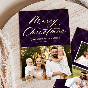 Purple Brushed Plaid Gold Foil Photo