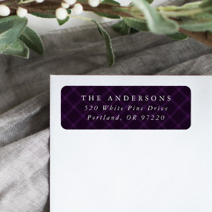 Purple Brushed Plaid Holiday Return Address