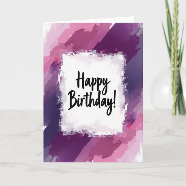 Purple Brushstroke Birthday Card (Front)