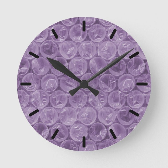 Purple bubble wrap pattern round clock (Front)