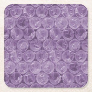 Purple bubble wrap pattern square paper coaster
