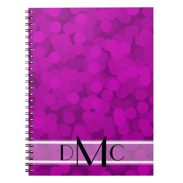 Purple Bubbles 3 Initial Monogram Notebook (Front)