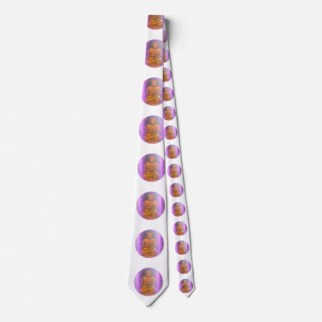 purple buddha head white tie (Front)