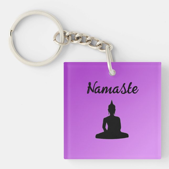 Purple Buddha Namaste Key Ring (Front)