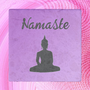 Purple Buddha Namaste Stone Magnet