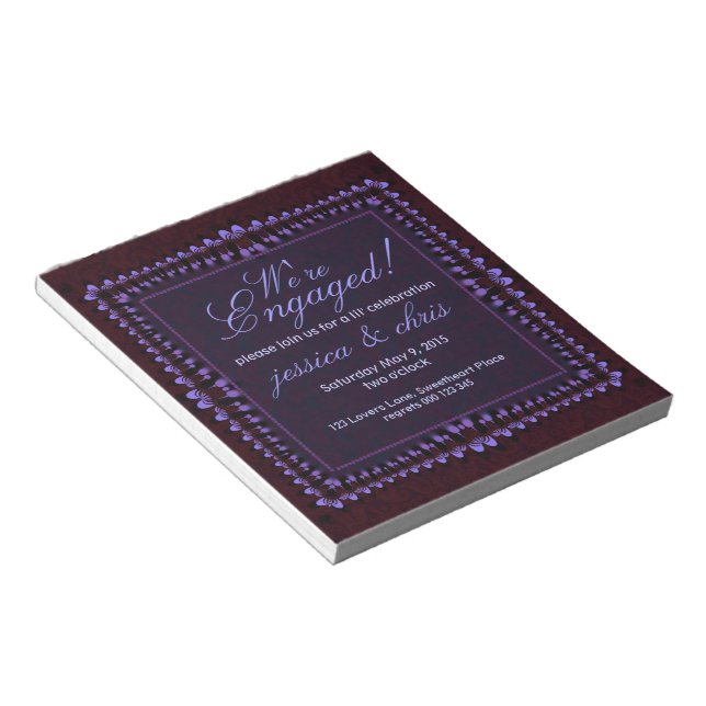 Purple Budget Engagement Announce Invite Notepad (Angled)