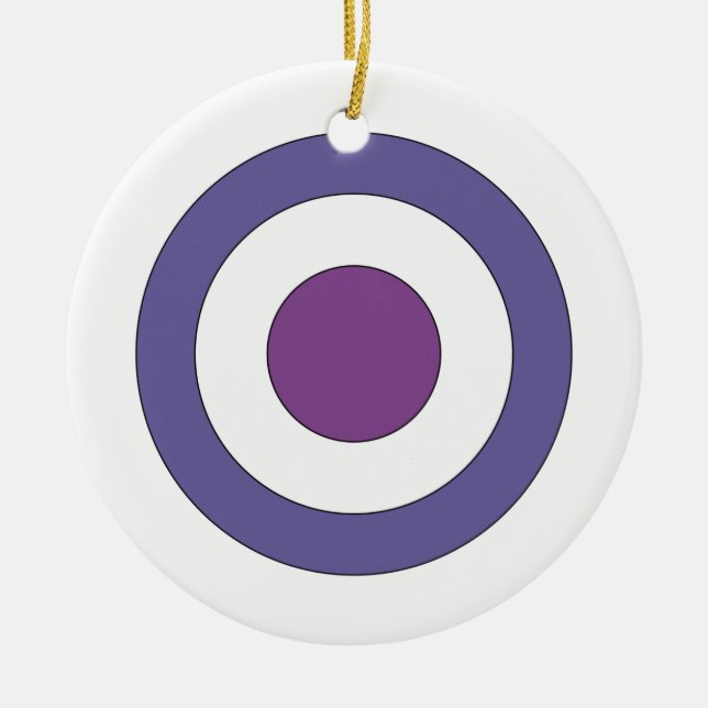 Purple Bulls-eye Ceramic Tree Decoration (Front)