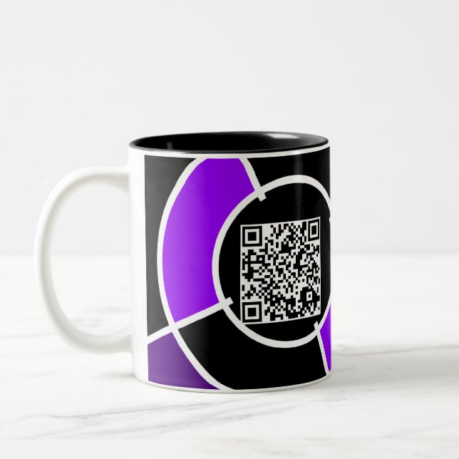 purple bullseye QR code Two-Tone Coffee Mug (Left)