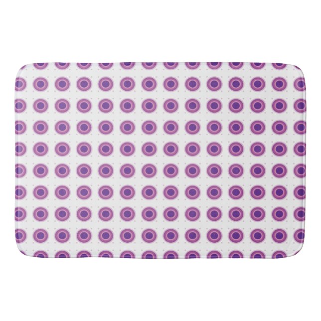 Purple Bullseye Target Polka Dot Round Circles Bath Mat (Front)