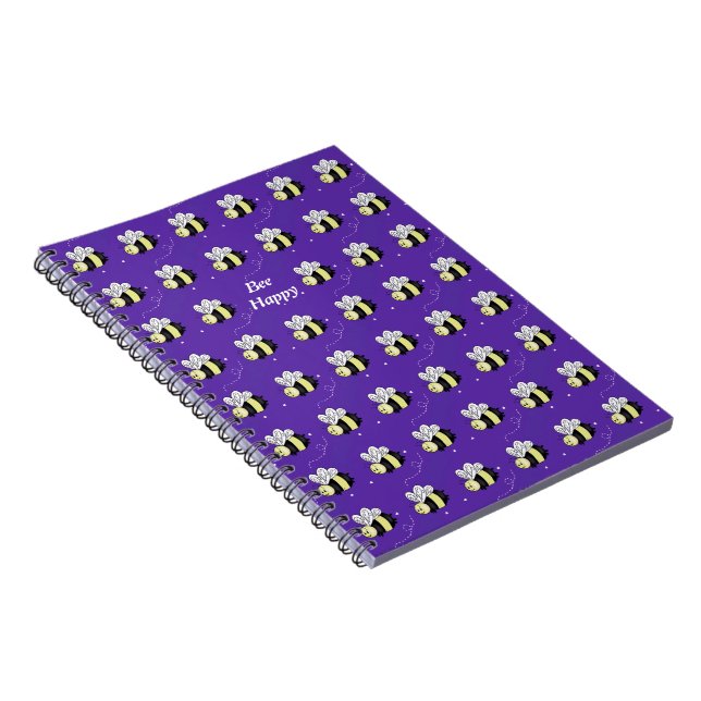 Purple Bumblebee "Bee Happy" Classic Notebook (Right Side)