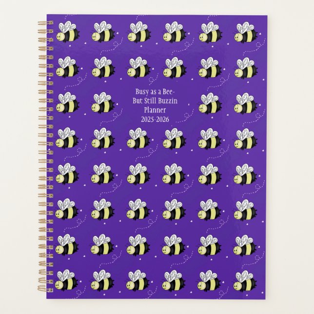 Purple Bumblebee "Busy as a Bee" Planner (Front)