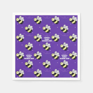 Purple Bumblebee Family Reunion Cocktail Napkins