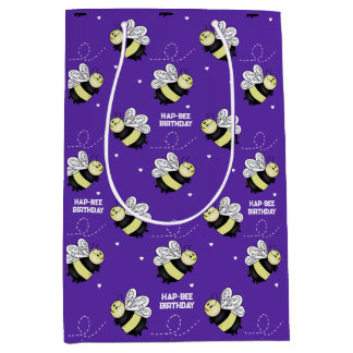 Purple Bumblebee Medium Glossy Gift Bag