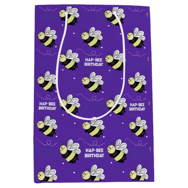 Purple Bumblebee Medium Glossy Gift Bag (Front)