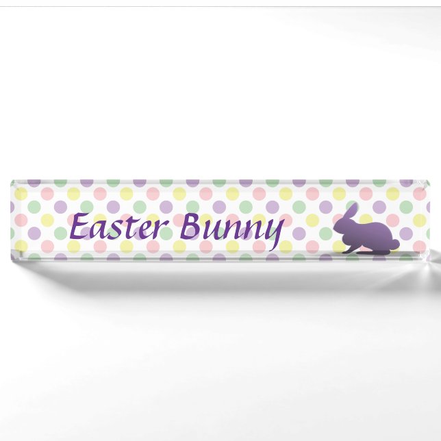 Purple Bunny on Pastel Dots Nameplate (Front)