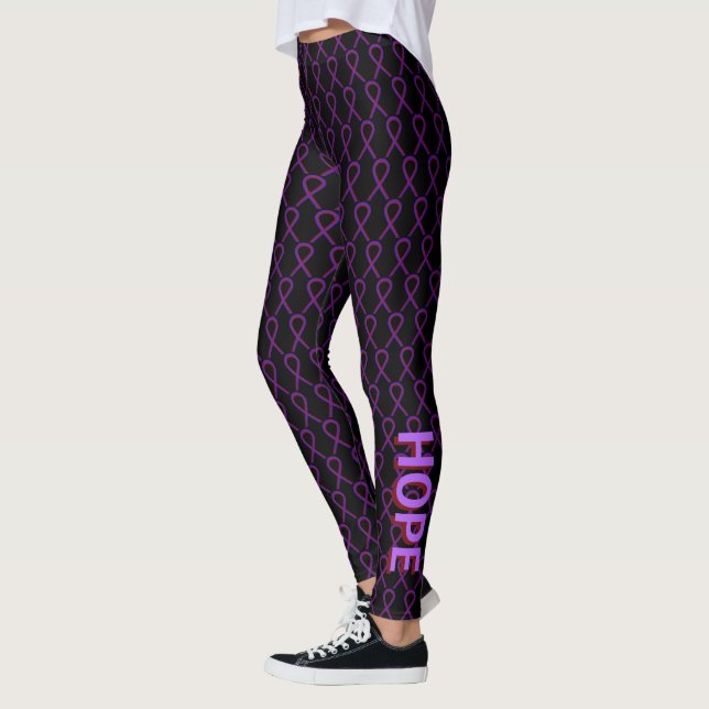 Purple & Burgundy Awareness Ribbon Custom Leggings (Left)