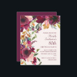 Purple Burgundy Floral 80th Birthday BUDGET<br><div class="desc">Beautiful and elegant plum purple and burgundy watercolor floral with green leaves and foliage, botanical watercolor 80th birthday party budget invitation for women. This birthday party invitation goes in my Burgundy and Blush Pink Floral Birthday Party Collection. Contact me for assistance with your customisations or to request additional matching or...</div>