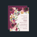 Purple Burgundy Floral 90th Birthday BUDGET<br><div class="desc">Beautiful and elegant plum purple and burgundy watercolor floral with green leaves and foliage, botanical watercolor 90th birthday party budget invitation for women. This birthday party invitation goes in my Burgundy and Blush Pink Floral Birthday Party Collection. Contact me for assistance with your customisations or to request additional matching or...</div>