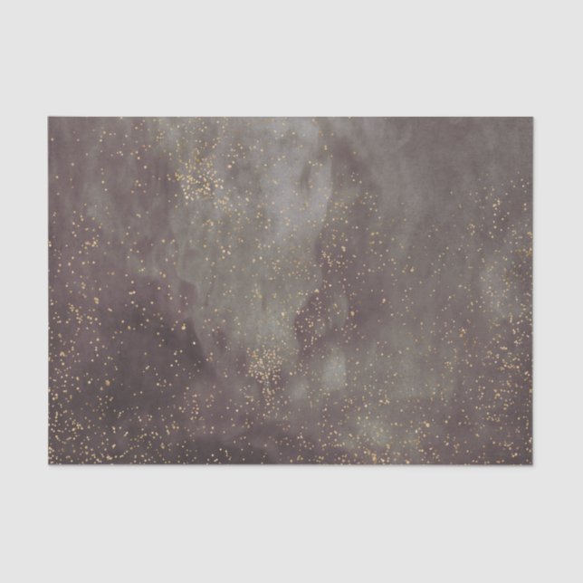 Purple burgundy maroon sky gold galaxy stars tissue paper (Front)