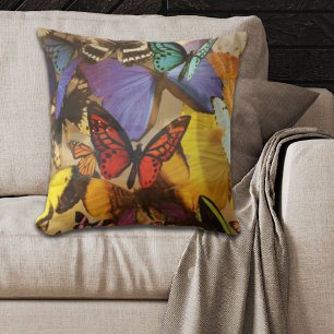purple burgundy orange colourful tropical butterfl cushion