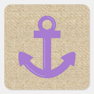 Purple burlap boat anchor distressed stickers