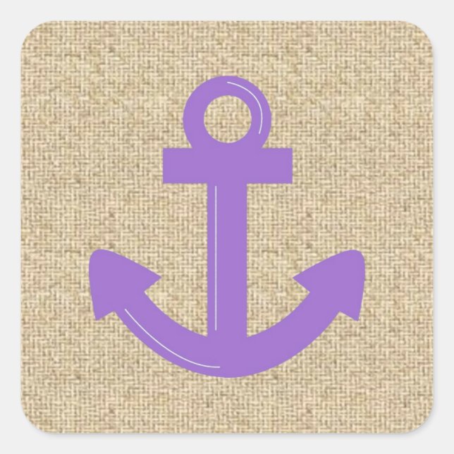 Purple burlap boat anchor distressed stickers (Front)
