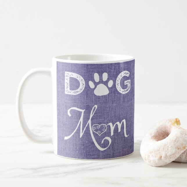 Purple Burlap Dog Mum Coffee Mug (With Donut)