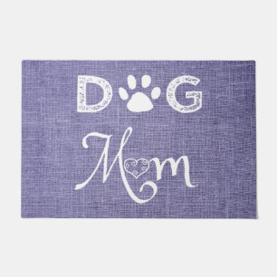 Purple Burlap Dog Mum Door Mat