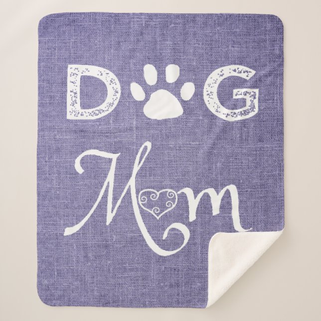 Purple Burlap Dog Mum Sherpa Blanket (Front)