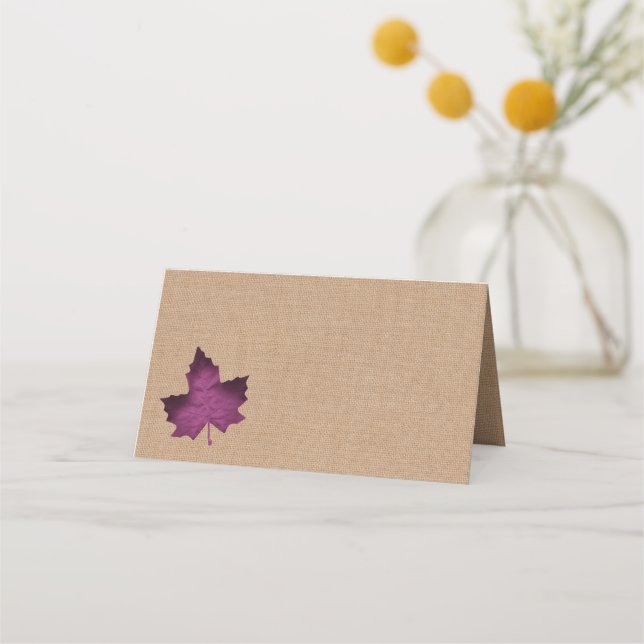 Purple Burlap Folded Place Cards (Back)