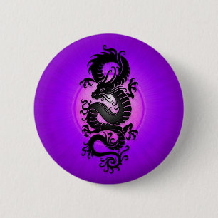 Purple Burst Chinese Dragon 6 Cm Round Badge