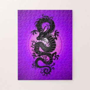 Purple Burst Chinese Dragon Jigsaw Puzzle
