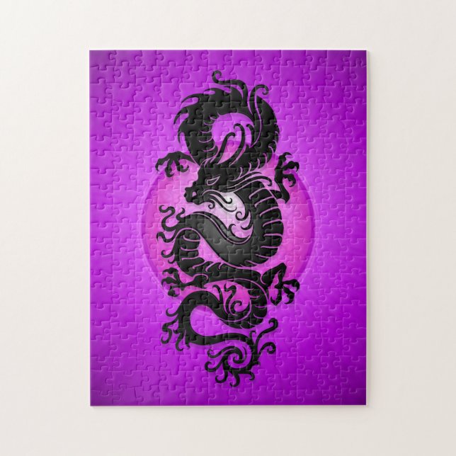 Purple Burst Chinese Dragon Jigsaw Puzzle (Vertical)