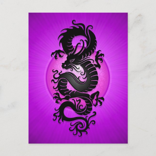Purple Burst Chinese Dragon Postcard (Front)