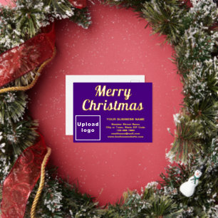 Purple Business Brand on Christmas Foil Holiday Postcard