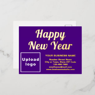 Purple Business Brand on New Year Foil Holiday Postcard