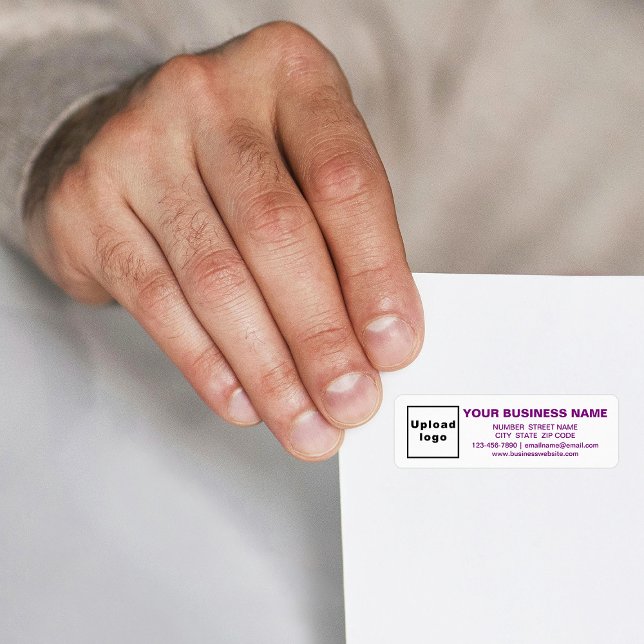 Purple Business Brand Texts on Return Address (Return address label with your business brand in purple texts)
